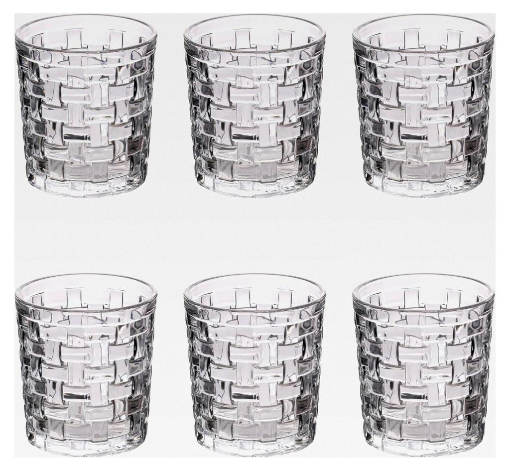 6er Set Wassergläser aus Glas 275 ml mit Flechtdekor