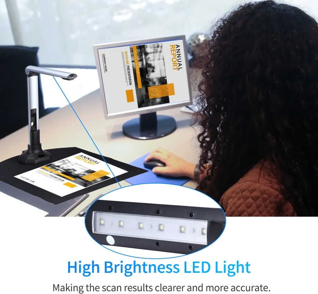 Caméra de documents A3 pliable 10MP HD pour numérisation de livres
