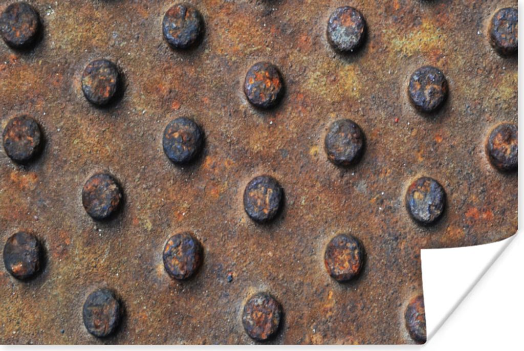MuchoWow Poster Diamantplatte - Vintage - Rost - Industriell 120x80 cm - Bilder