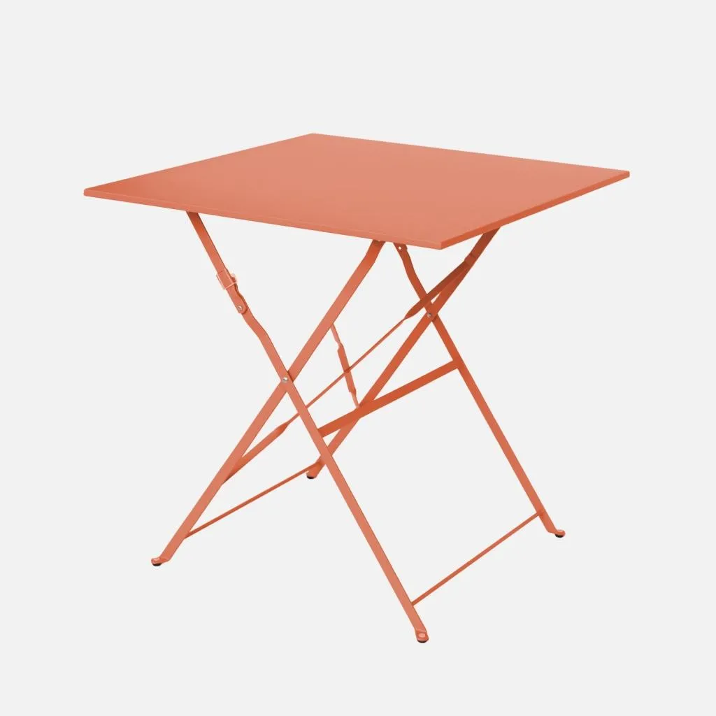 Tavolo Metallo Esterno Rosa Tostato 70cm Pieghevole Anti-Ruggine
