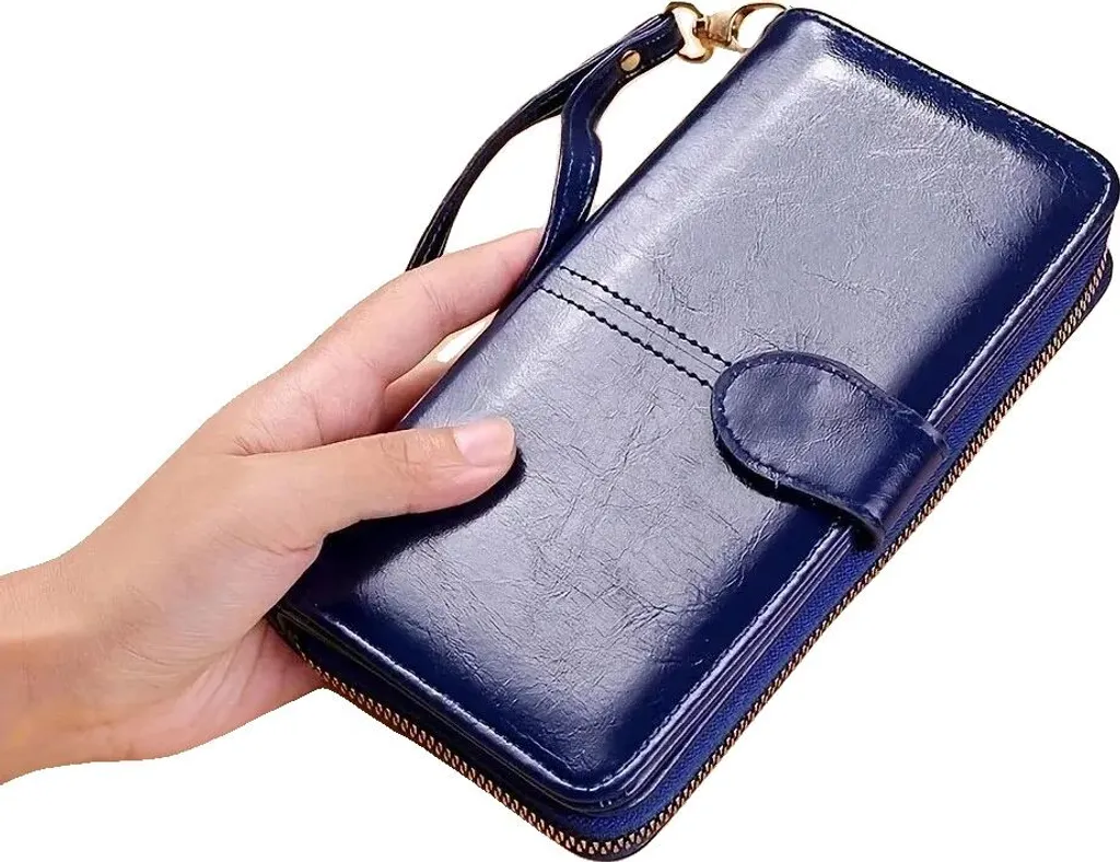 Portafoglio Slim Blu Design Alla Moda | Finto Cuoio Resistente per Uso Quotidiano