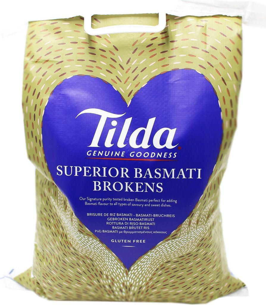 A bag of Tilda Superior Basmati Brokens rice.