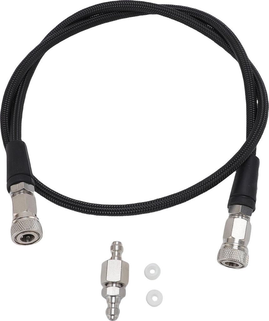 Druckinflationsschlauch 39 Zoll 8 mm Schnellanschluss Kohlefaser gewebt Edelstahl hoch schwarz schwarz
