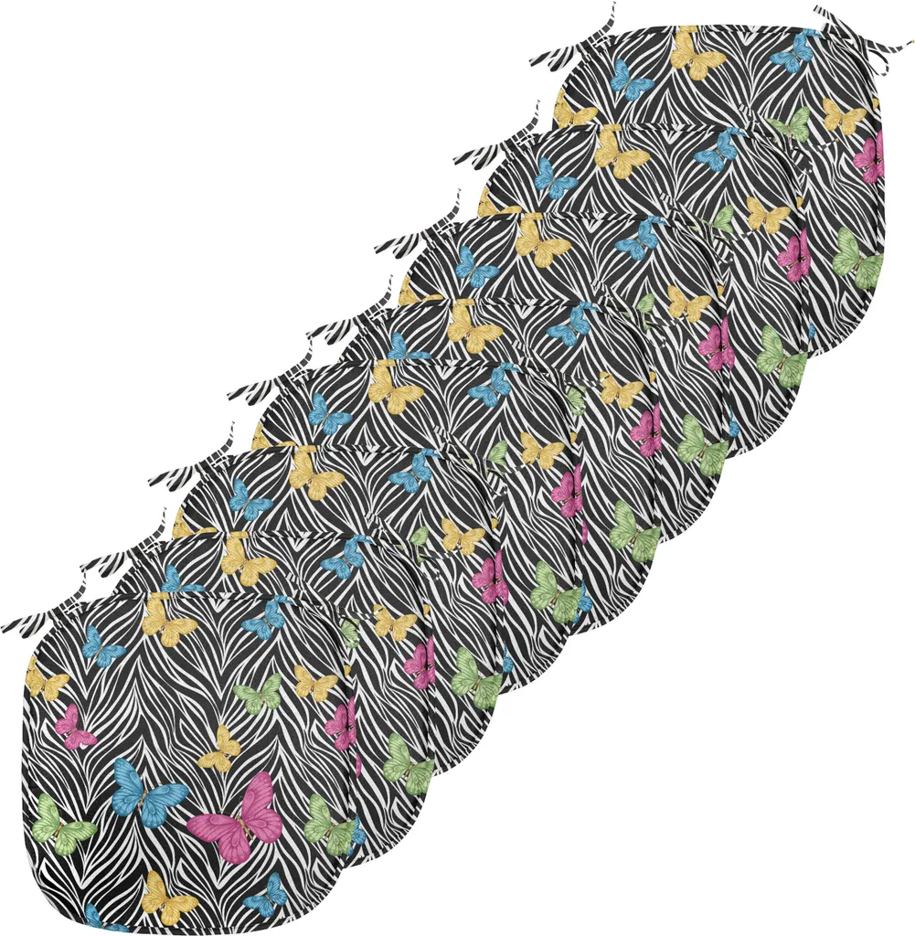 Coussin de Siège Imperméable avec Attaches Design Zèbre 40x40 cm Lot de 8