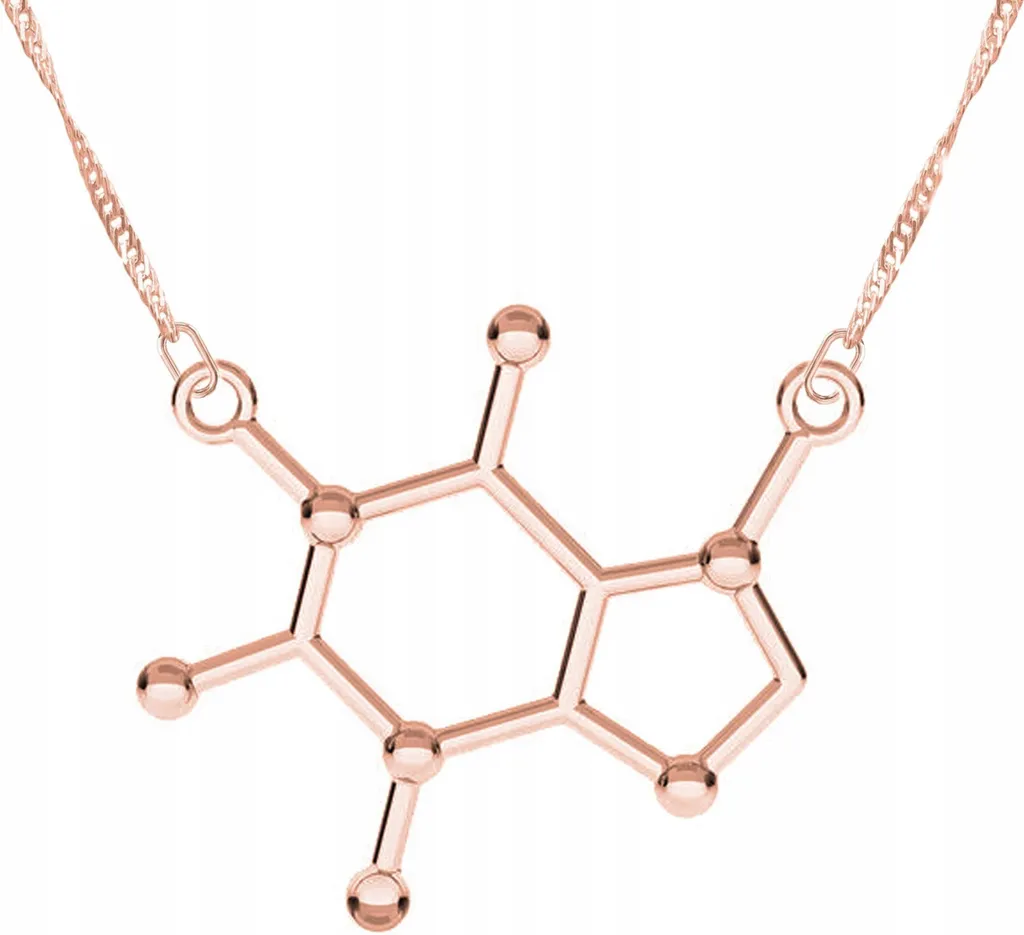 Collana Molecola Caffeina Oro Rosa e Argento 925 - Design Minimalista