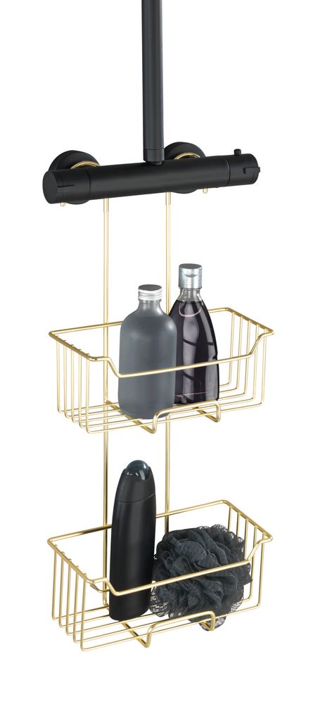 WENKO 2 Etagen Dusch Caddy Milo Regal Ablage Hängend Gold Rostfrei Edelstahl