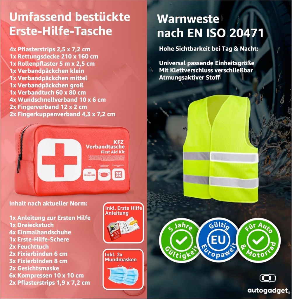 Erste-Hilfe-Set 3 in 1 - Auto Erste Hilfe Set 2025 - KFZ Produktbild 2