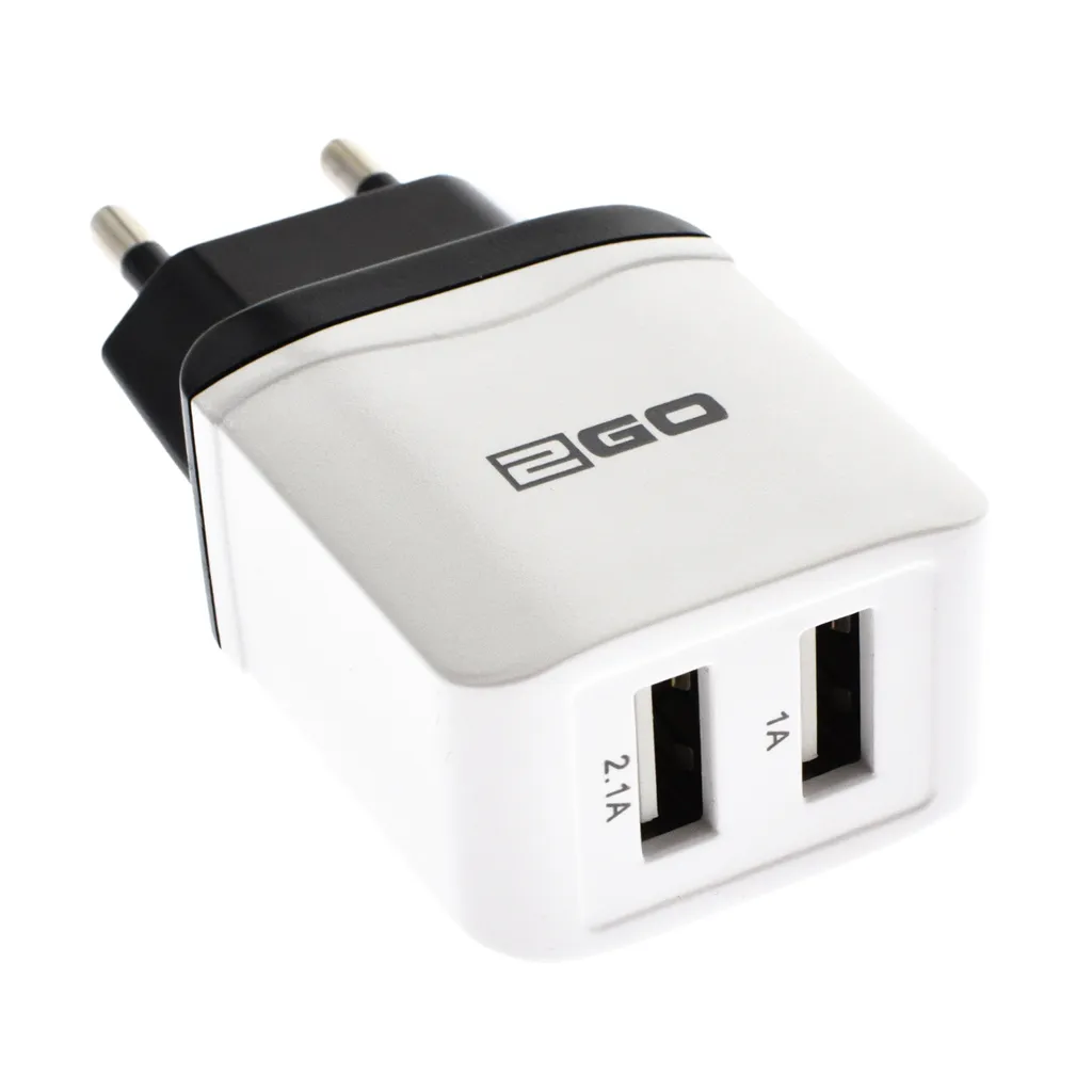 Caricabatterie a Muro USB 2GO 795999 Bianco - Affidabilità Garantita 2-Port