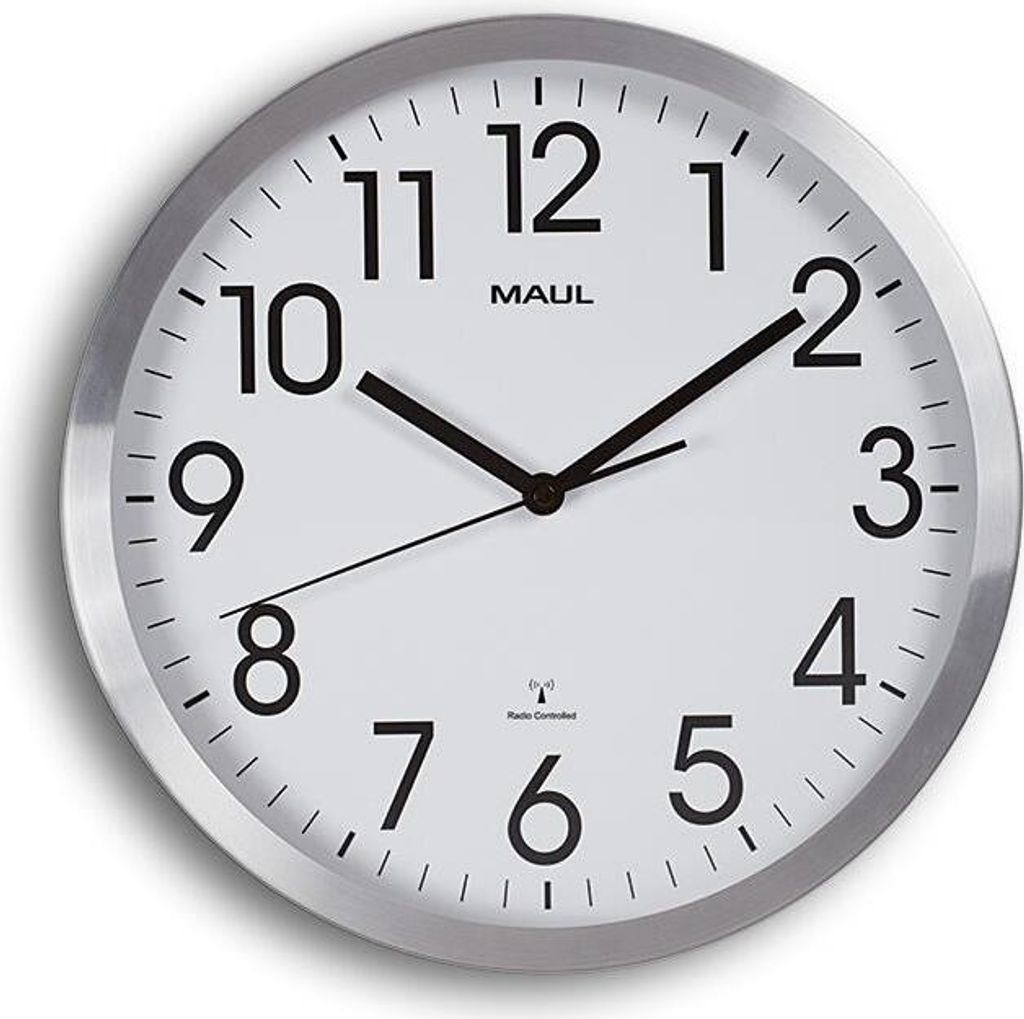 MAUL Wanduhr MAULmove Ø 30.5 x 5 cm funkgesteuert Aluminium Produktbild 