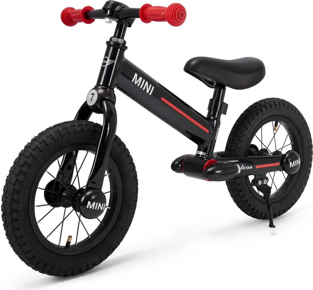 MINI Kinderlaufrad 16 Zoll (3–6 Jahre) – Offiziell lizenziert, mit verstellbarem Sitz, Gummiluftreifen & Komfortsitz – Balance Bike – Schwarz