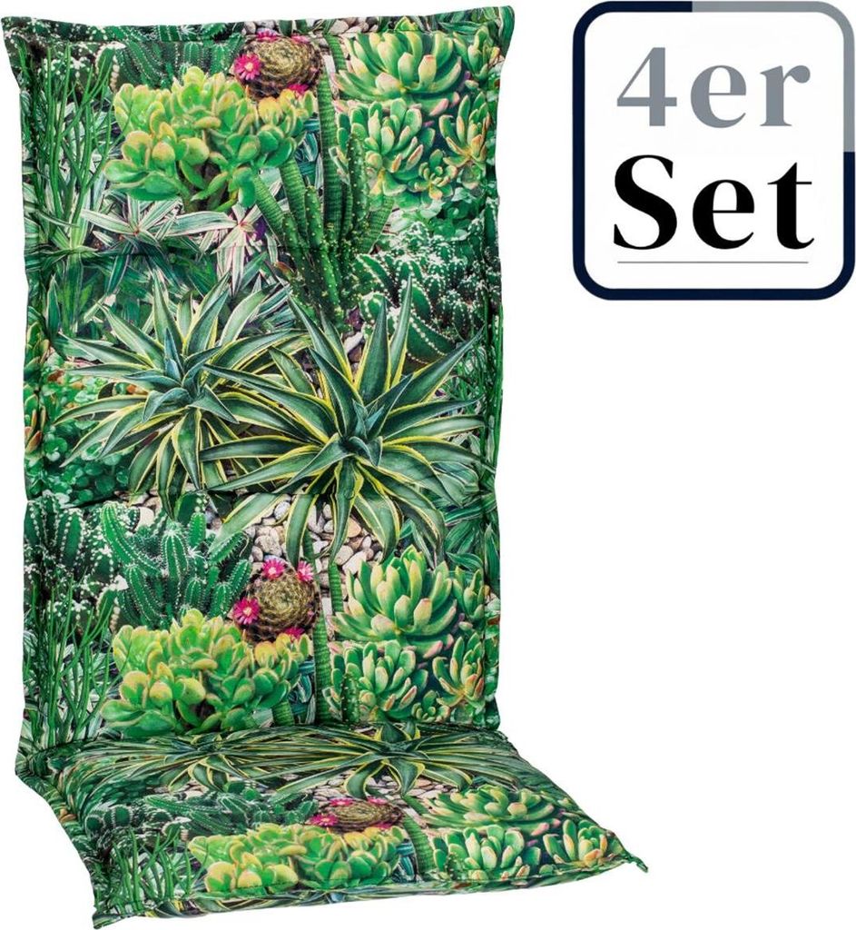 4er Set Hochlehner Auflage Tegernsee, Motiv - Kaktuslandschaft, grün, 118x46x8cm