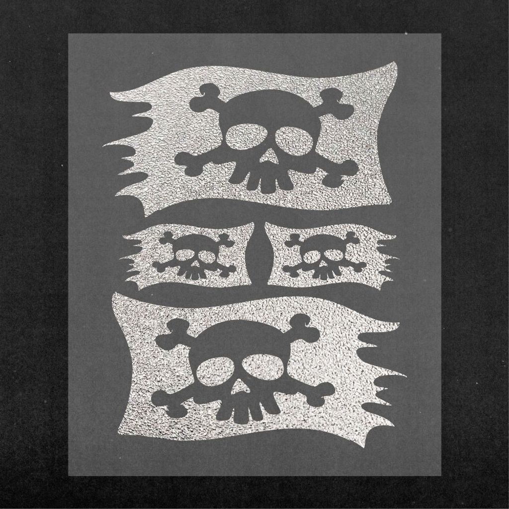 Sticker Aufkleber Piratenflagge Silber 14 x 16 cm