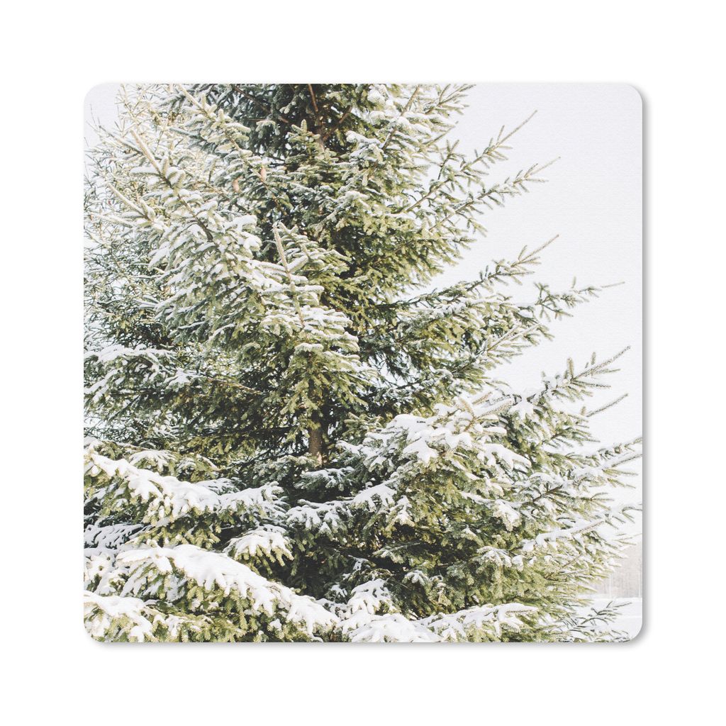 MuchoWow Mauspad Mousepad Winter - Baum - Schnee 20x20 cm - Mousepads - Maus Mat - Pad - Mausunterlage - Desk Mat - Bureauartikeln