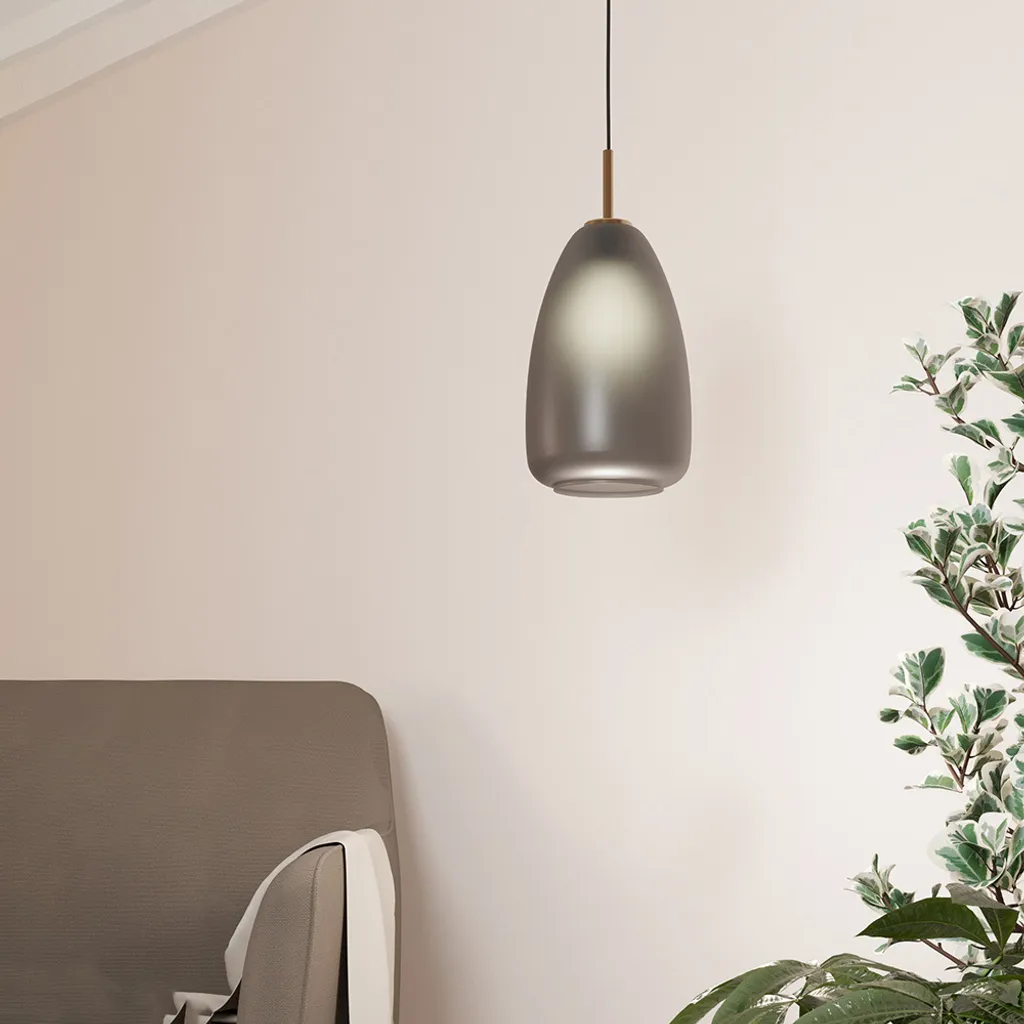 Eglo ALOBRASE 900506 Sospensione E27 Ø20cm Ottone Spazzolato e Nero - 2