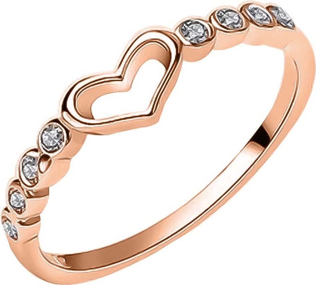 Frauen Hohl Herz Strass Intarsien Finger Ring Hochzeit Party Schmuck Geschenk-Roségold,US 9