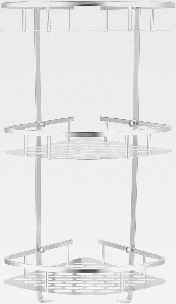 Eck-Duschregal, 3 Etagen, Eck-Duschregal, Wandmontage, Badezimmer, Eckregal, Platz, Aluminium, Hohlgeschnitztes Design, Duschablage für Toilette, ...