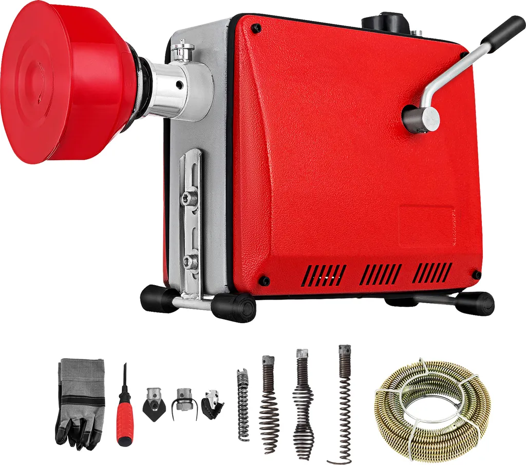 VEVOR Machine de Nettoyage de Tuyaux 390W avec Spirale 15m x 13mm