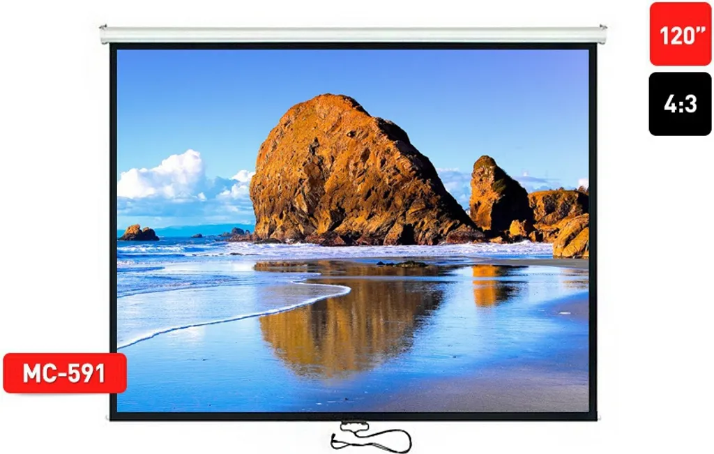 Schermo a Rullo Home Cinema 240x180cm 4:3 - Telo Proiettore FullHD 3D