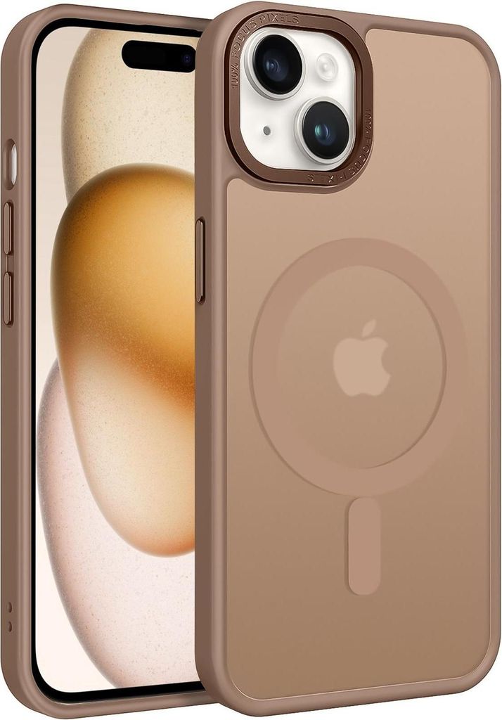 Handyhülle für iPhone 15 Hülle MagSafe kompatibel mit Metall Kamerarahmen Magnet Case TPU Kantenschutz