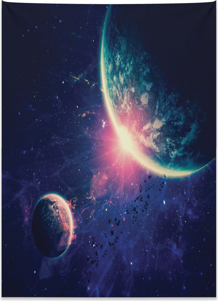 Abakuhaus Galaxis Wandteppich, Weltraum Mars Planeten aus Weiches Mikrofaser Stoff Kein Verblassen Klare Farben Waschbar, 110 x 150 cm, Marineblau ...