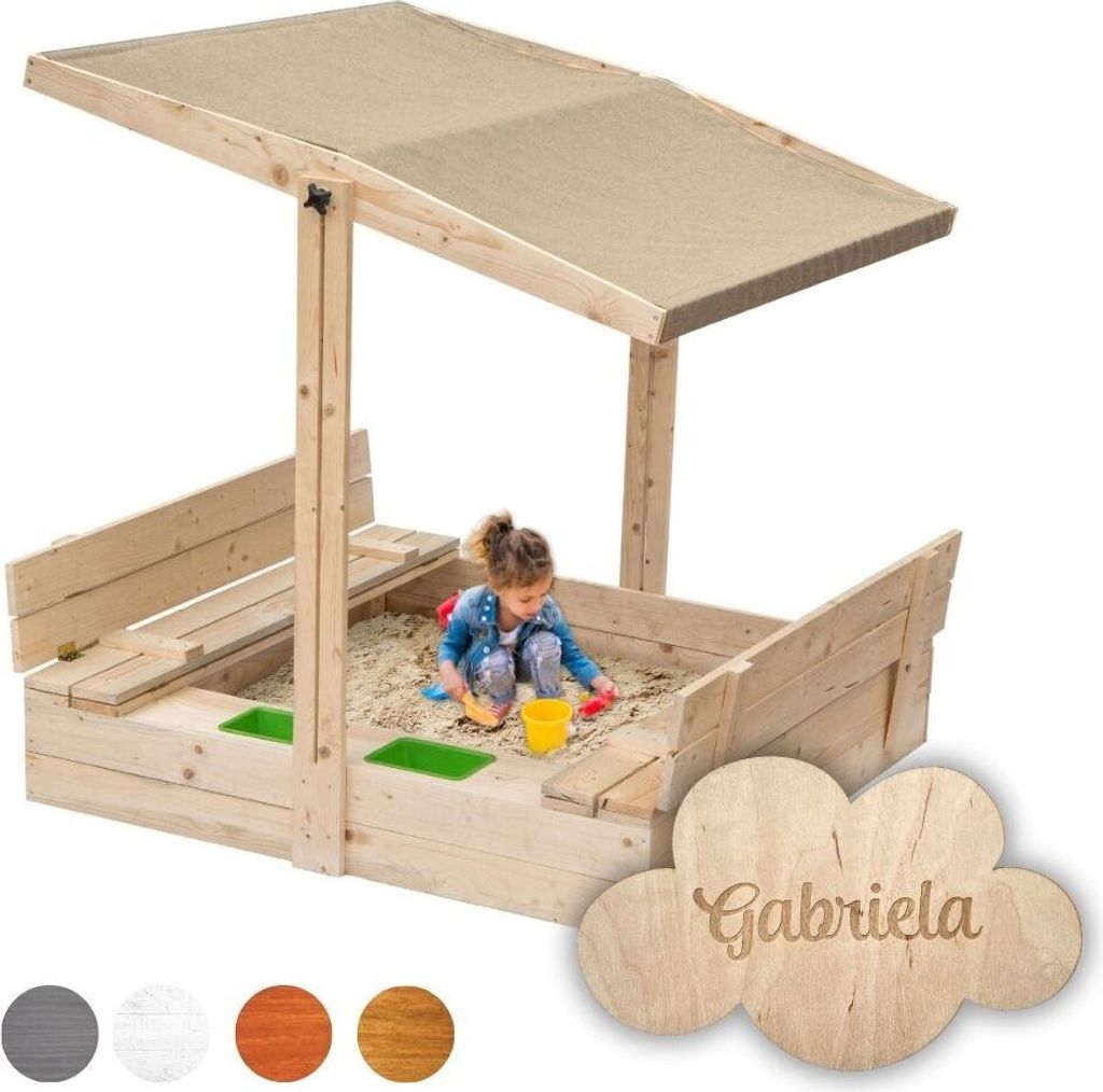 Flumi Bac à sable avec couverture Bancs et toit solaire Image du produit 