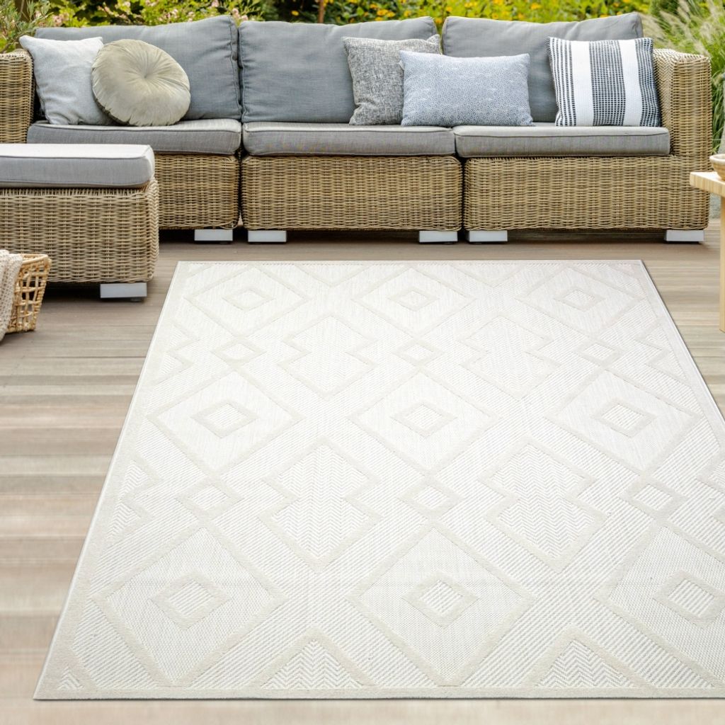 & Outdoor Flachgewebe Teppich Sisal Optik Marokkanisches Design Beige Creme In 