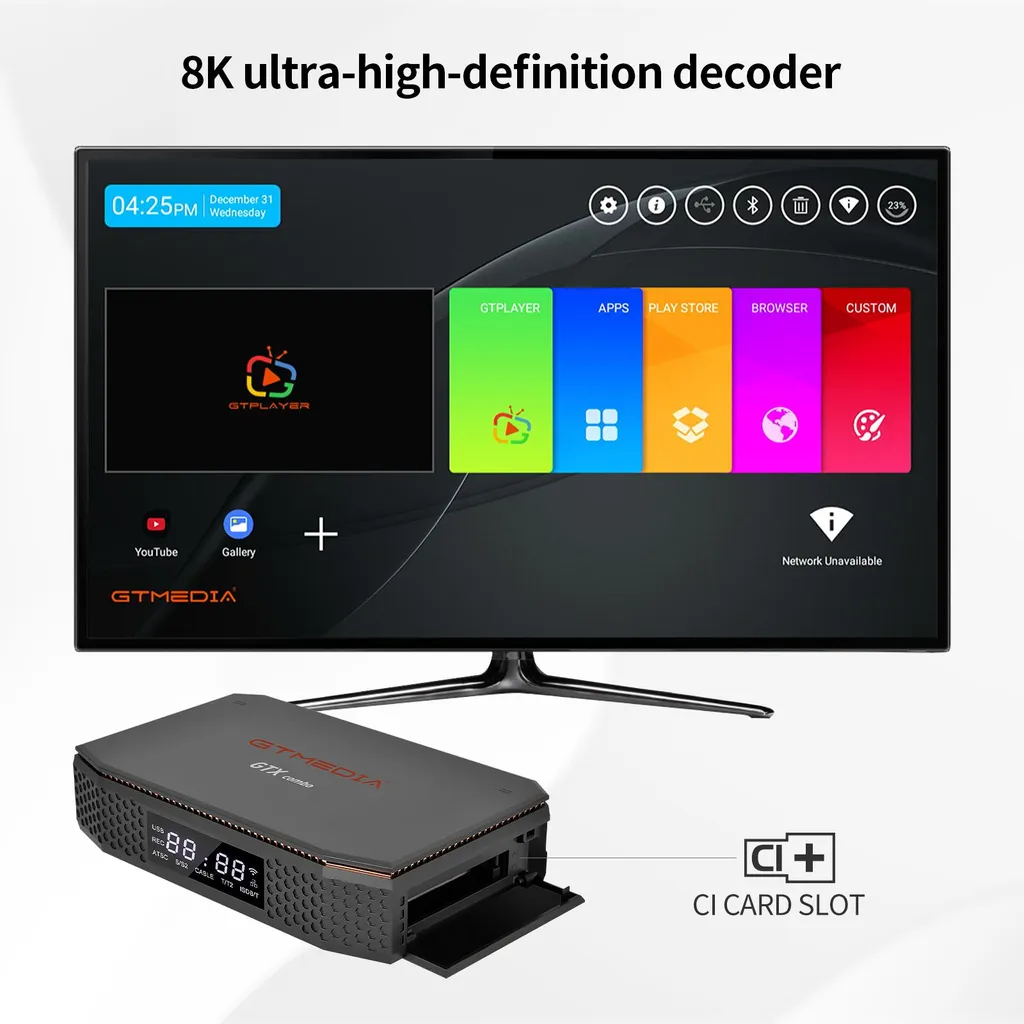 Décodeur GTXCOMBO 8K WiFi BT - Solution TV Rapide et Stable Prise EU - 2