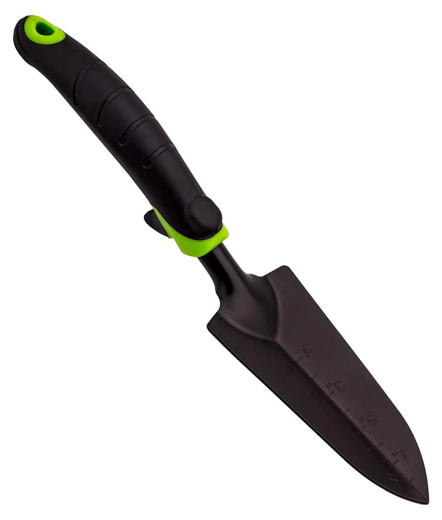 Schmale Umpflanzkelle aus Stahl – Blumenkelle für Garten und Balkon mit einer Arbeitsbreite von 6 cm und einem Zwei-Komponenten-Griff