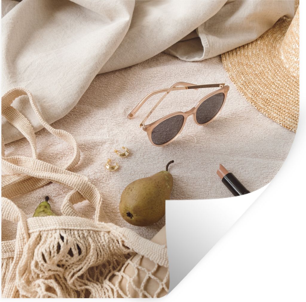 MuchoWow Wandtattoo Wandsticker Wandaufkleber Sonnenbrille - Birne - Sommer 80x80 cm Selbstklebend und Repositionierbar - Wierderverwendbar - Sel...