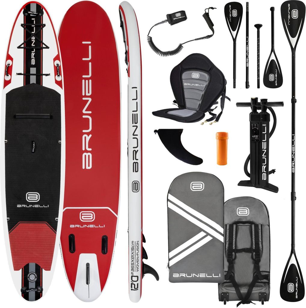BRUNELLI 12.0 Woven X Fusion Double Layer SUP Board Stand Up Paddle Set 365cm - Farbe: Rot