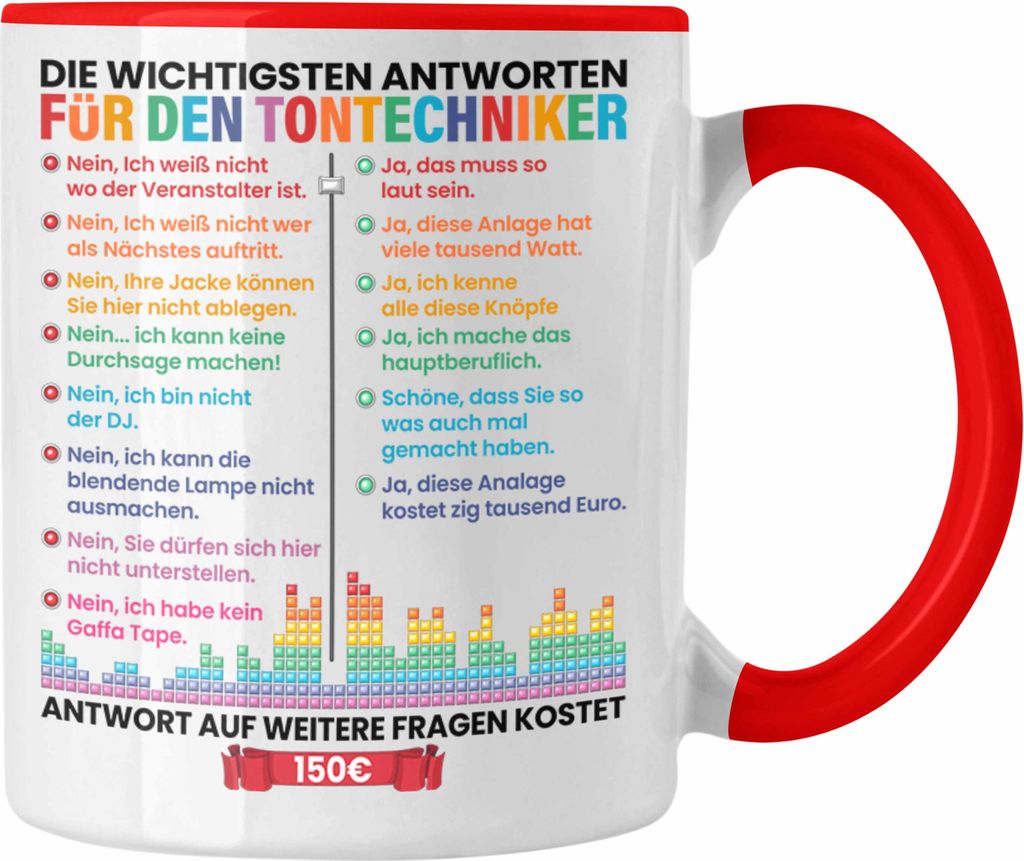 Trendation - Tontechniker Tasse Geschenk Lustiger Spruch Männer Frauen Toningenieur Tonmeister (Rot)