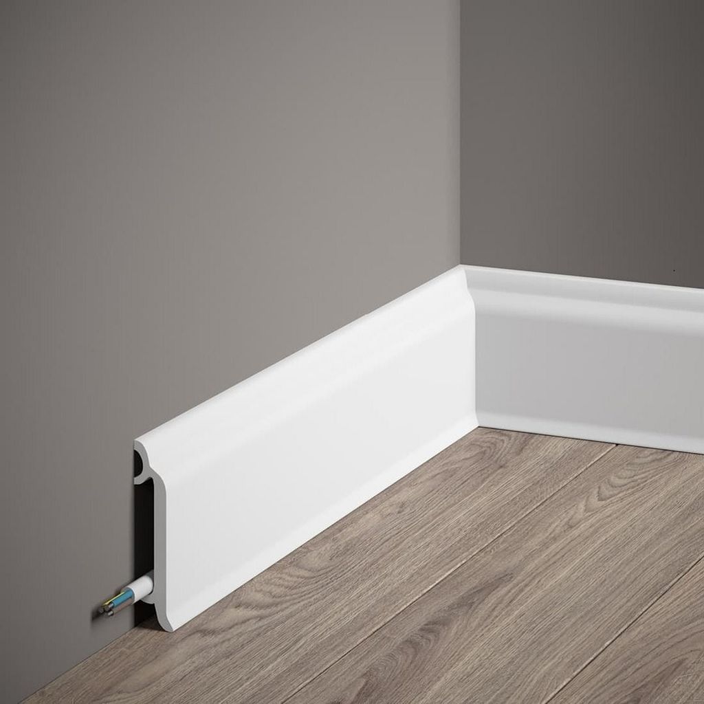 PROVISTON | Sockelleiste | 17 x 82 x 2000 mm | Satin Weiß | Fußleiste | Mit Kabelkanal | Klassisch | Hochwertig | Robust | Langlebig | 1 Stück