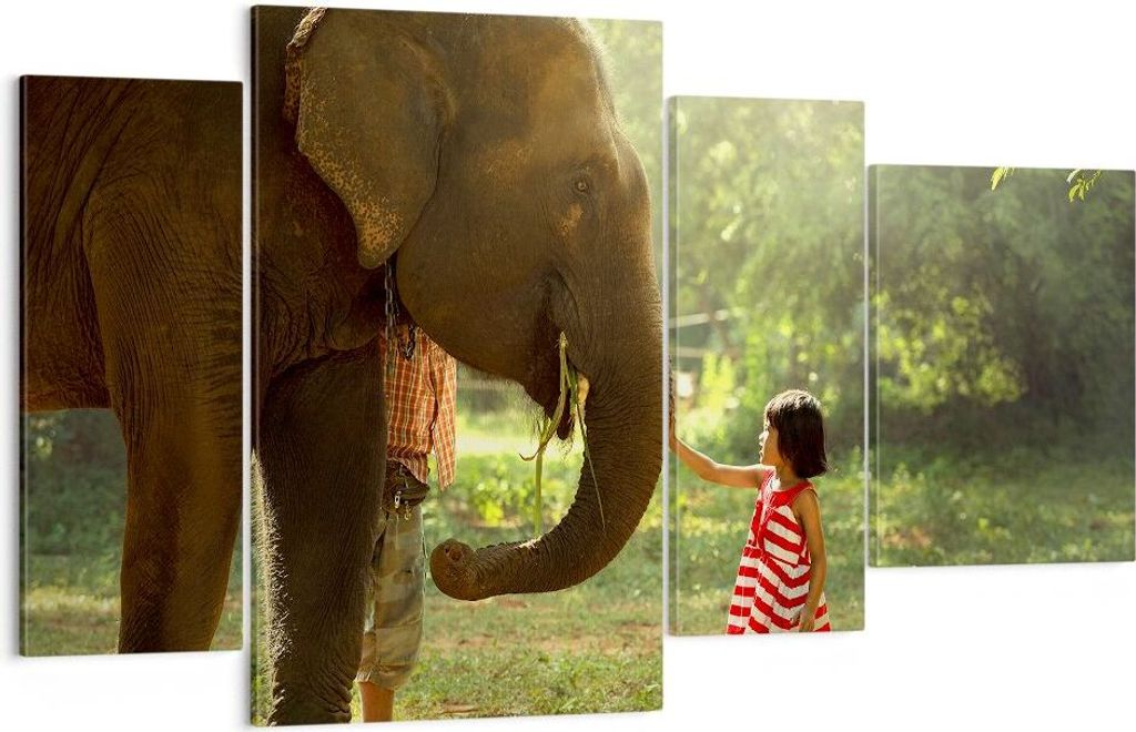 Bild auf Leinwand - Leinwandbild - Elefant Tier - 120x70cm - Wand Bild - Wanddeko - Wandbilder - Leinwanddruck - Bilder - Kunstdruck - Wanddekorati...