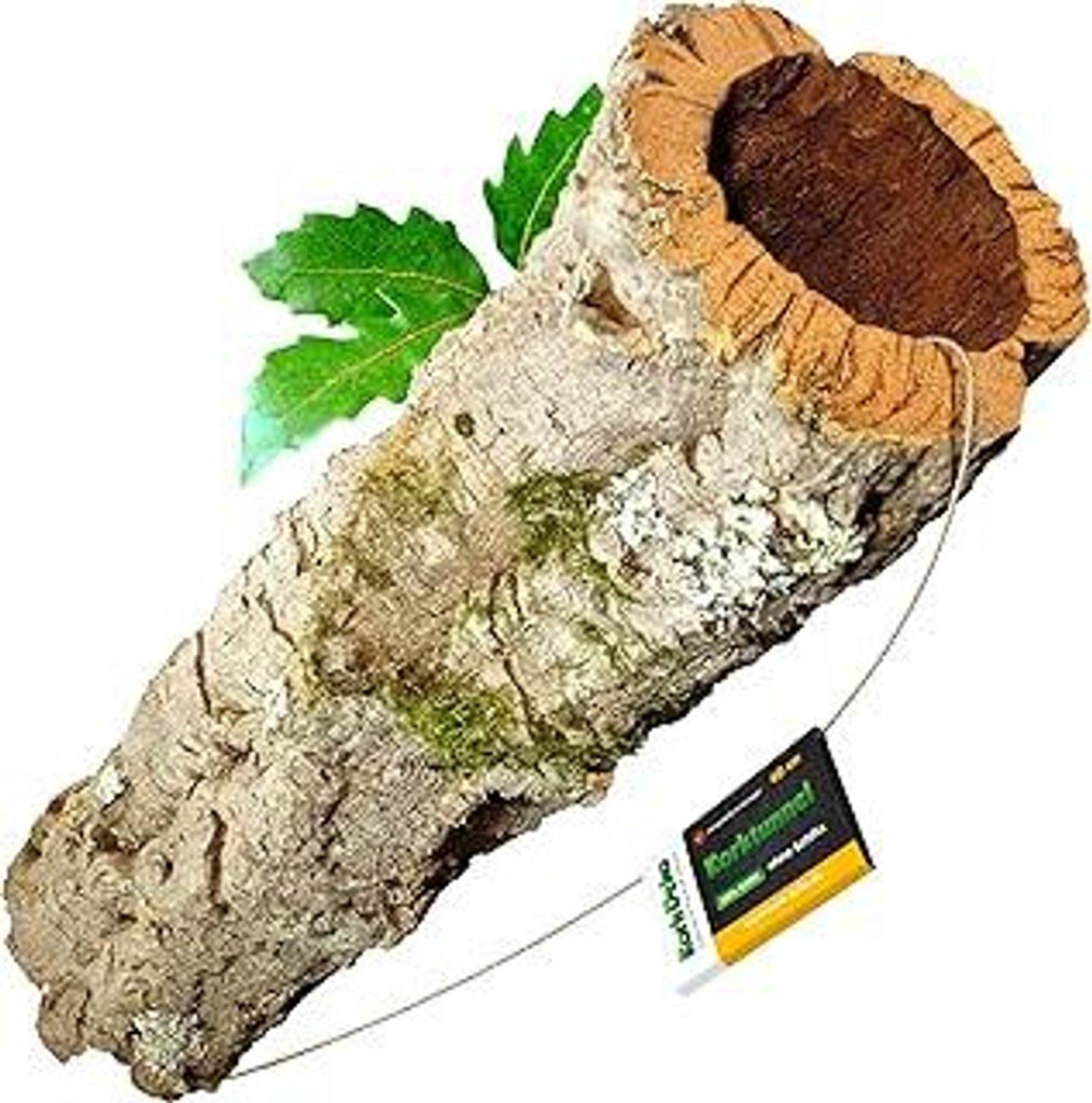 Korkröhre Korktunnel 40 cm lang, Durchmesser = 6-11 cm | Vogelspielzeug, Korkrinde, als Versteck | gereinigt & desinfiziert | Röhre aus Kork für...