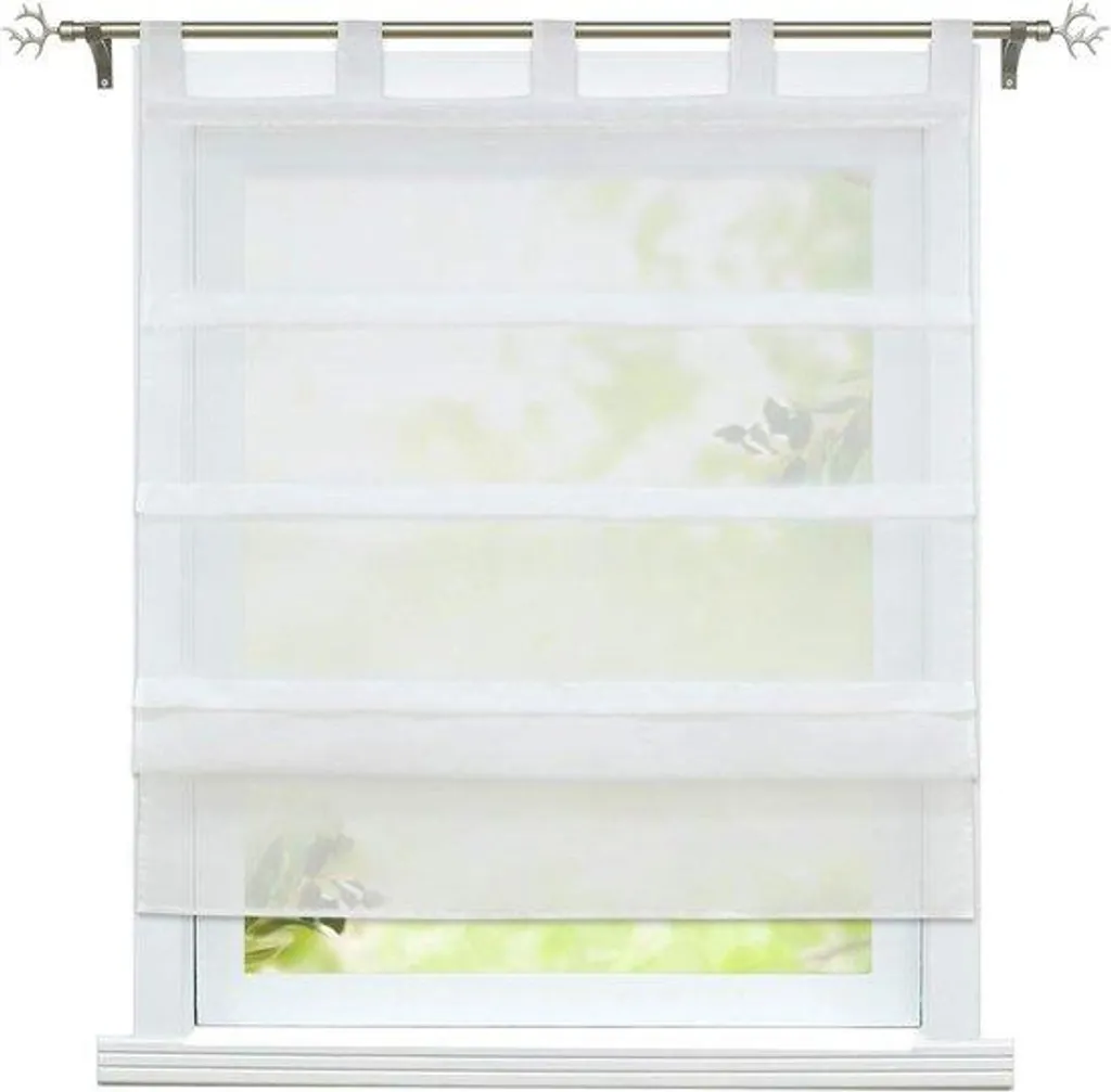 Rideau blanc translucide 120x140 cm idéal pour bureau et cuisine moderne