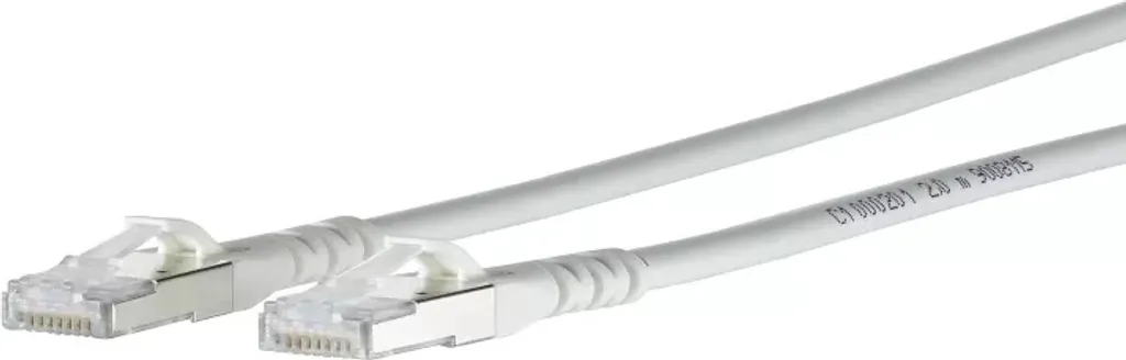 Câble RJ45 Cat.6A 10Gbps METZ CONNECT S/FTP LS0H blanc de 20cm AWG26