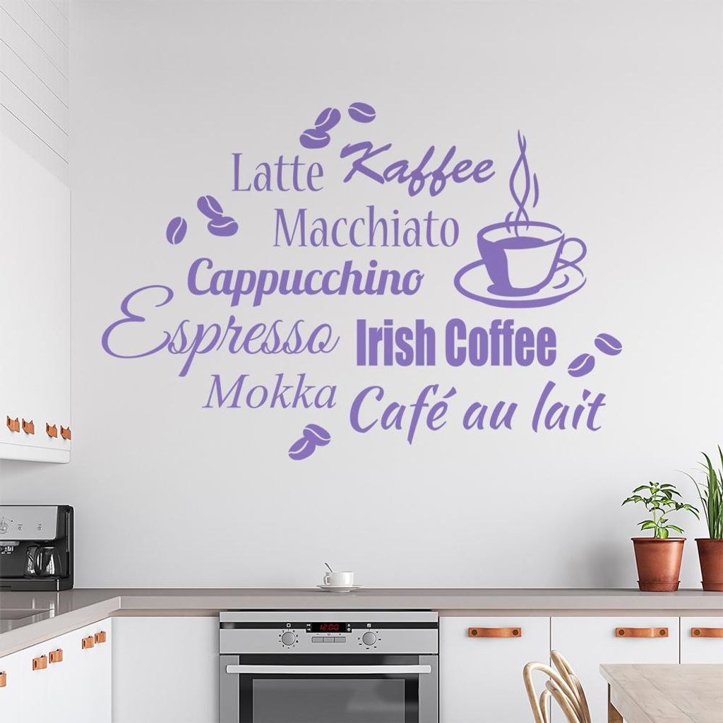 Wandtattoo Kaffee Nr. 3 Wandtattoo in 6 Größen - Wandaufkleber Wall Sticker - Dekoration, Küche, Wohnzimmer, Schlafzimmer, Badezimmer