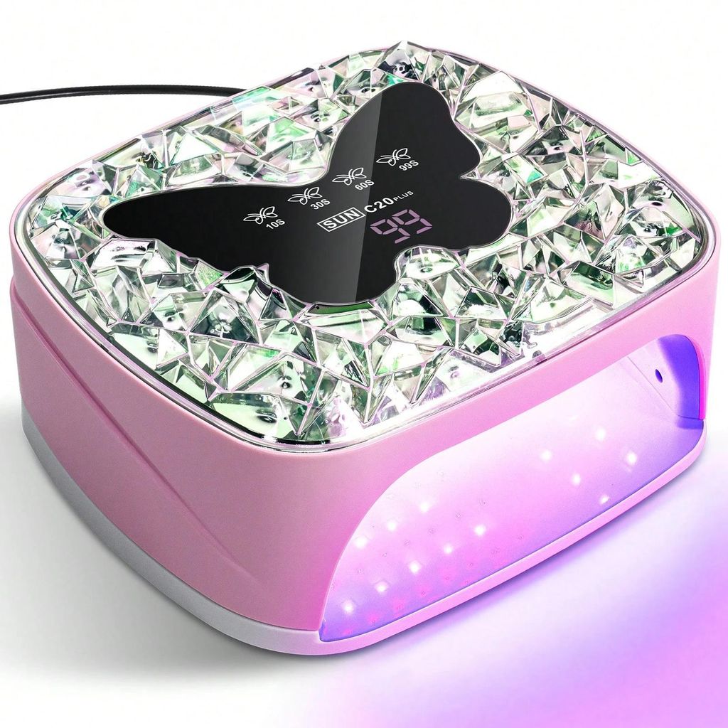UV LED Nagellampe Kristall Design – Profi Nageltrockner mit Sensor, LCD Display, Timer & abnehmbarer Basis für Gel Nägel