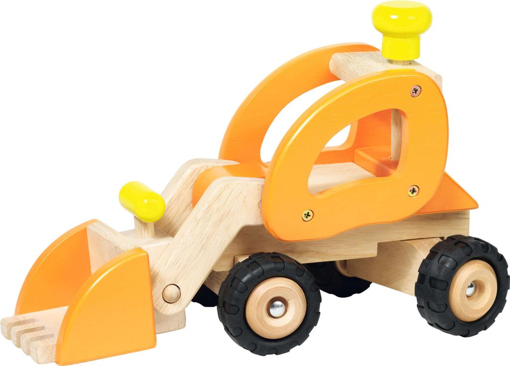 Goki Holzbagger Baufahrzeug Spielzeug rot für Kinder Produktbild 