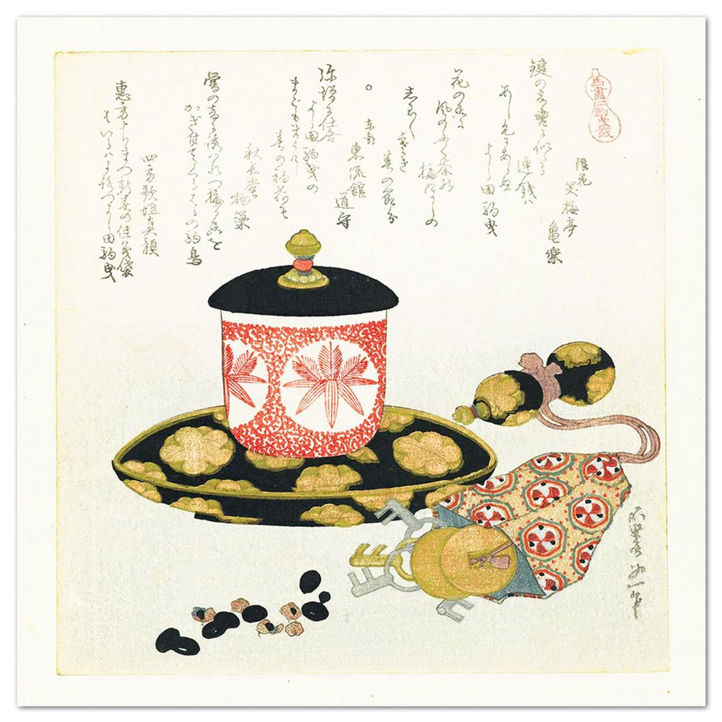 Giallobus - Eine Tasse Tee neben den Schlüsseln - Hokusai - 100L x 100B cm - Bild - Acrylglas