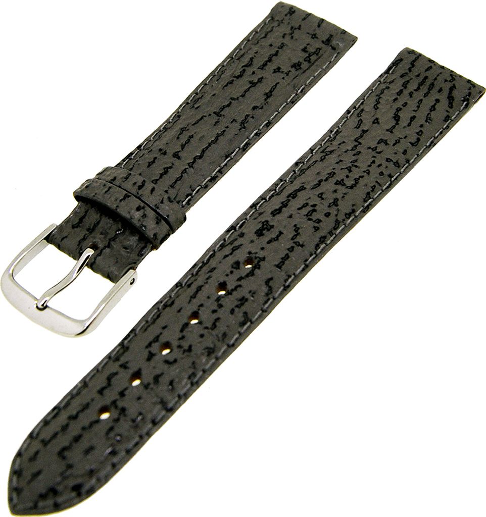 Uhrenarmband Lederband Grau Ton in Ton 18mm Dornschließe Silber NEU