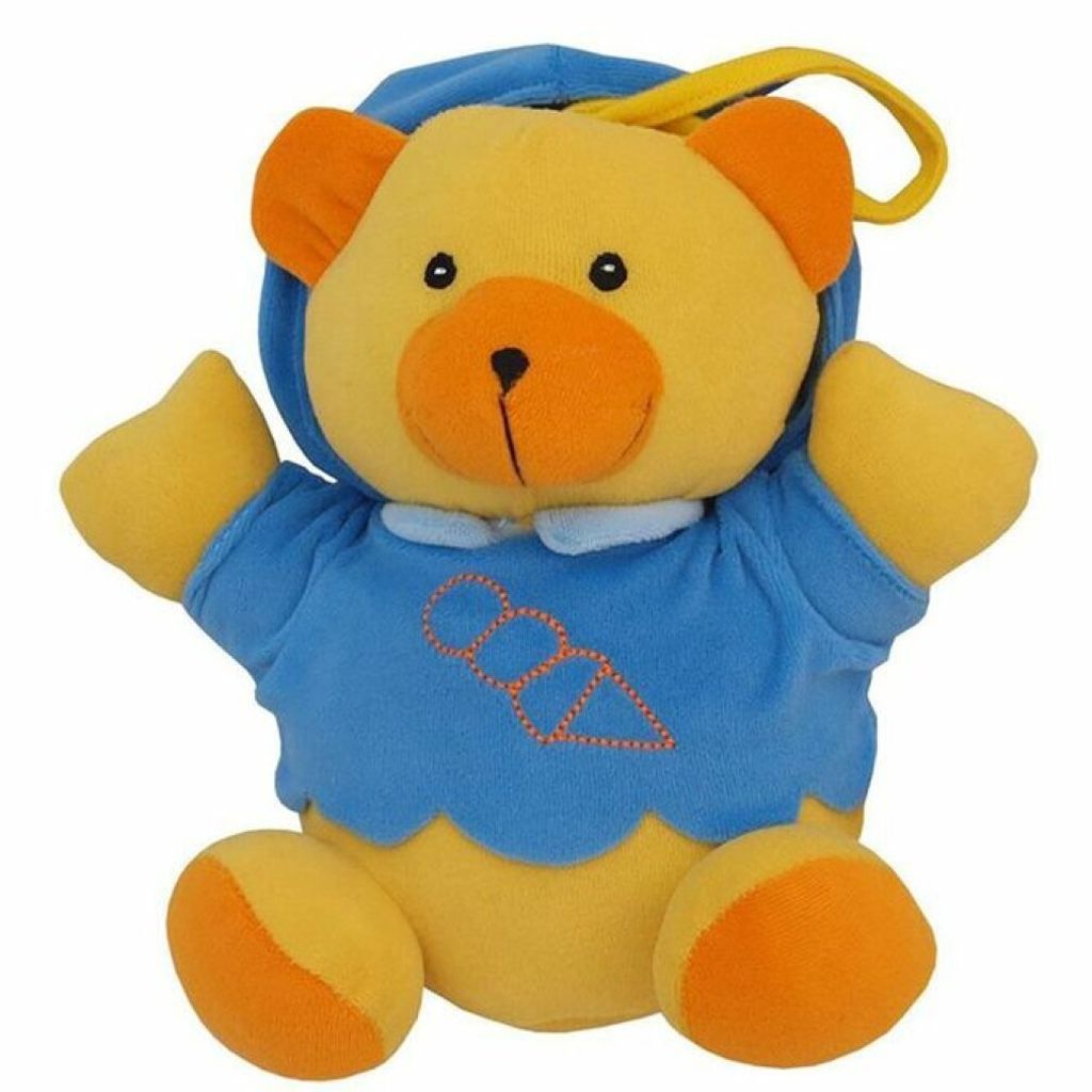 Baby Mix Teddybär blau Plüschtier mit Spielzeugmaschine Produktbild 