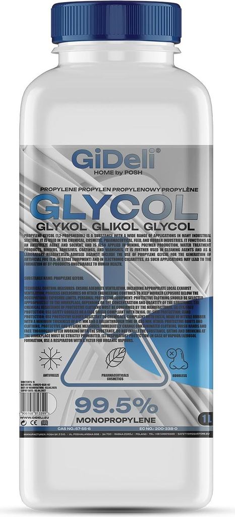 Propylenglykol PG 1L 99,5% Pharmaqualität Industrie Produktbild 