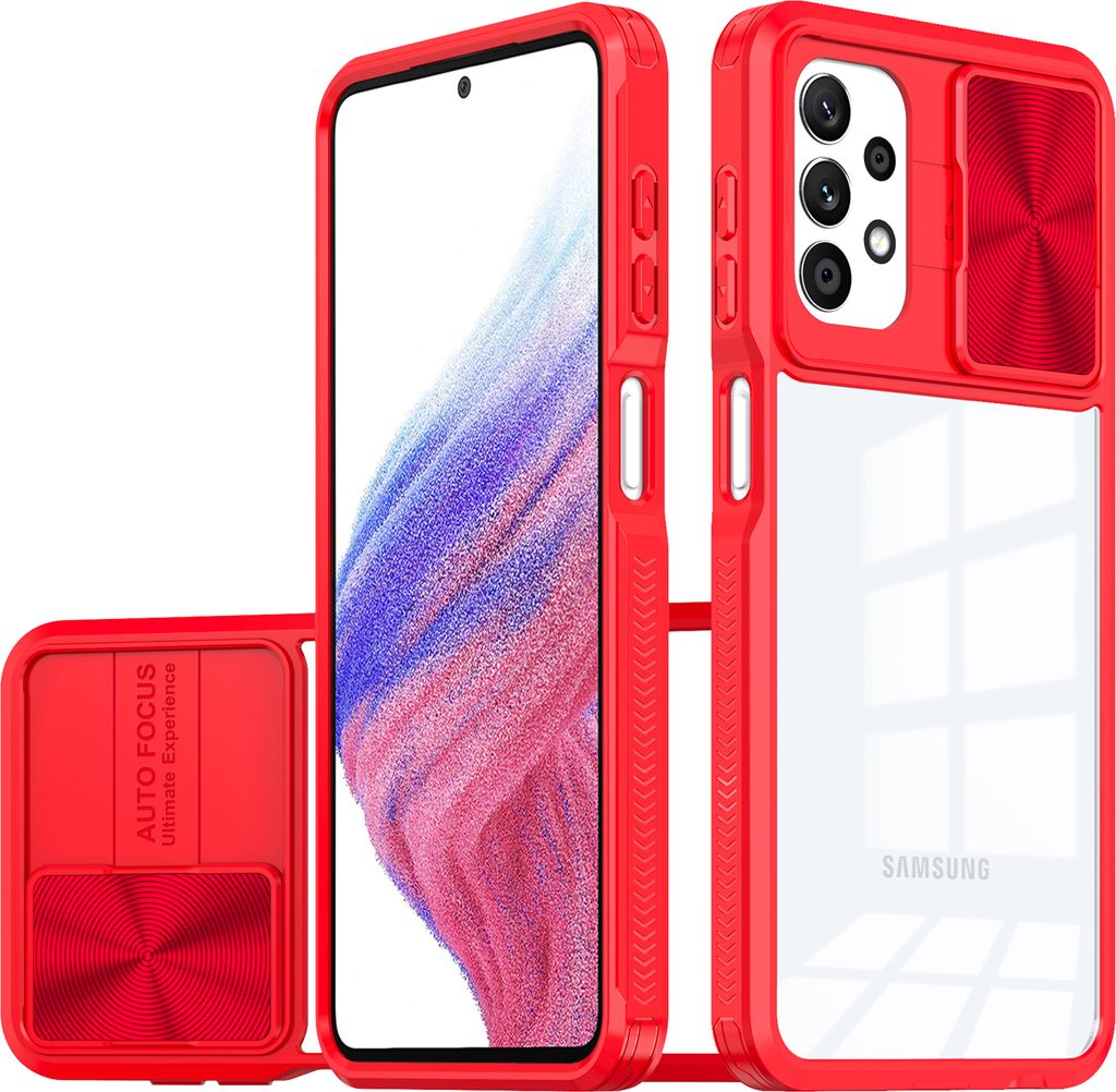 Galaxy A23 Hülle, TPU Bumper mit mit Schiebe Kamera Schutz Klar Schutzhülle für Samsung Galaxy A23 4G/A23 5G Rot