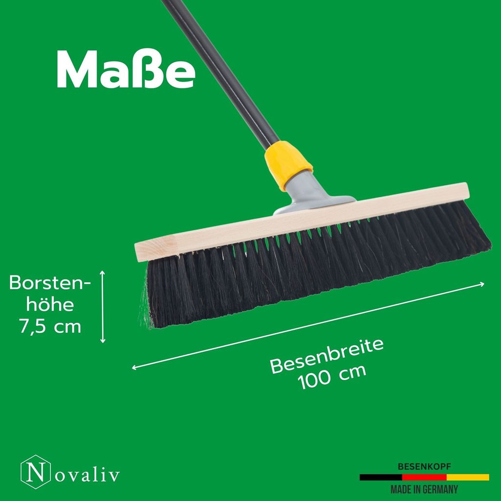 Novaliv Grosser Besen 2x Saalbesen 100 cm mit Stiel Borsten Produktbild 