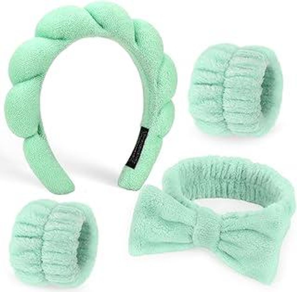 DRESHOW Spa Stirnband zum Waschen Gesicht Wristband Set Schwamm Weiches Frottee Make-up Hautpflege Anti-Rutsch-Stirnband Frottee Handtuch Stirnbän...