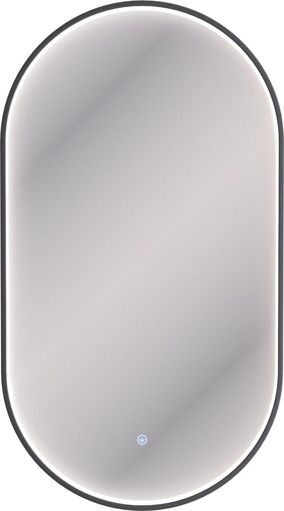 Planetmöbel GLORA Spiegel mit Beleuchtung 50 x 90 cm, moderner Wandspiegel oval für Badezimmer, Flur oder Garderobe, Spiegel mit Rahmen