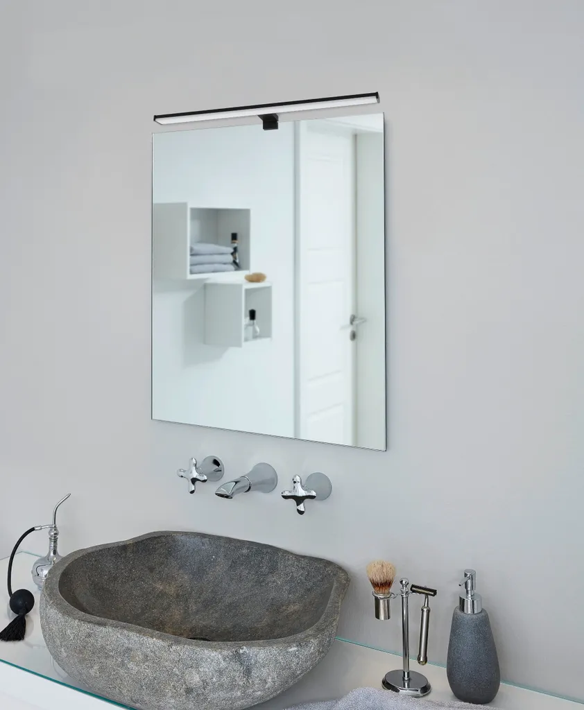 Éclairage miroir LED 60 cm PANDELLA 2 Noir mat IP44 design minimaliste