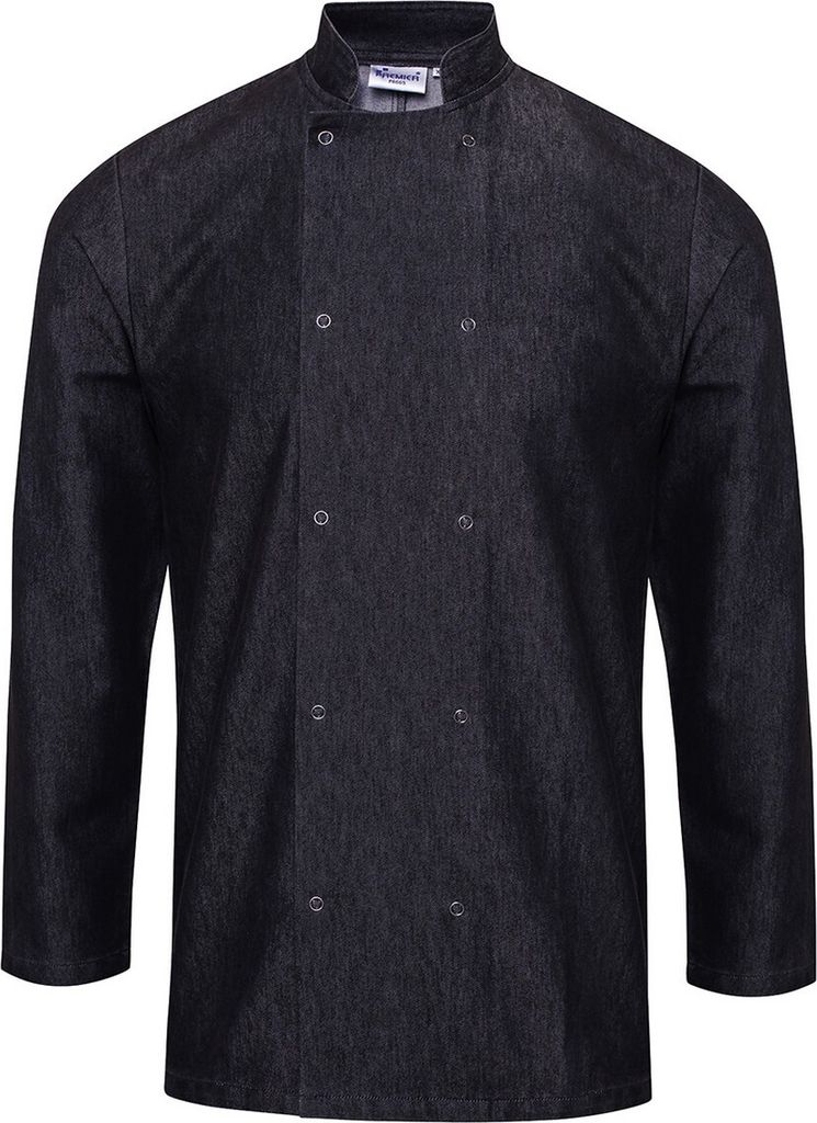 Premier - Kochjacke Wickeljacke für Herren/Damen Unisex Langärmlig PC6470 (L) (Jeans-Schwarz)