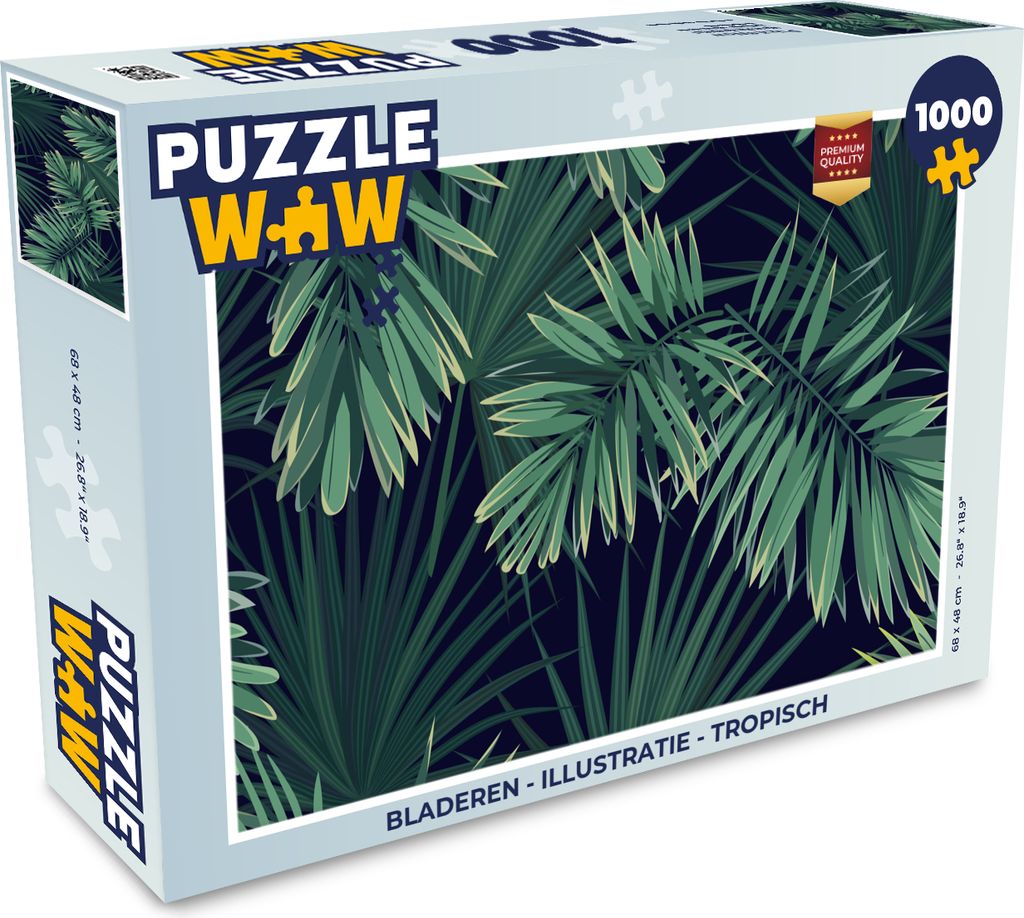 MuchoWow Puzzle 1000 Teile Blätter - Illustration - Tropisch - Mädchen - Kinder - Jungen - Erwachsene - Rätsel